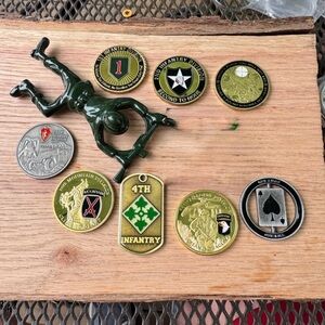 Army Man Bottle Opener and Infantry Divisions Challenge coin set